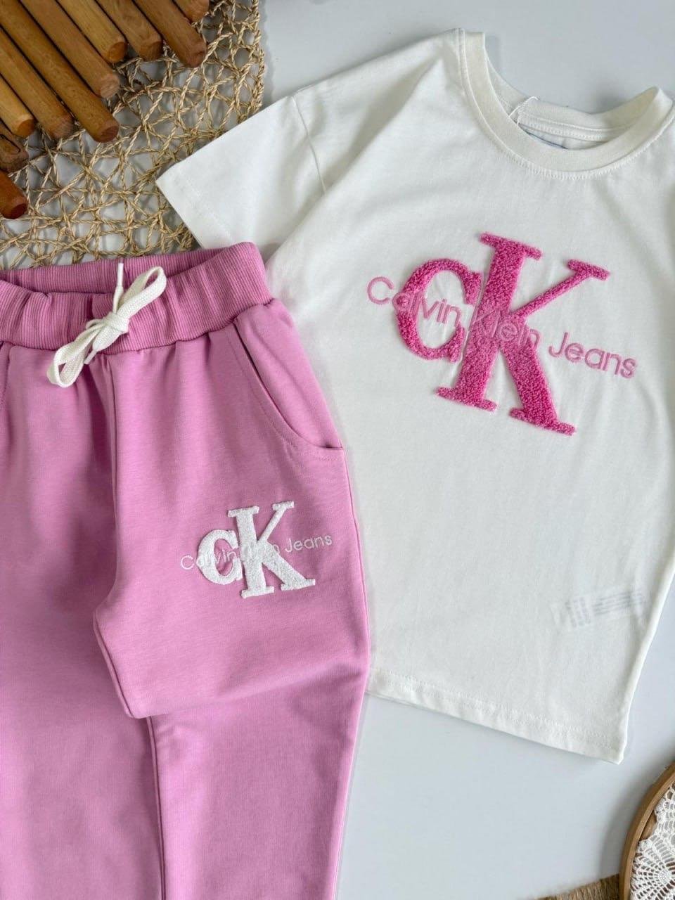CK Punch İşlemeli Takım Pembe