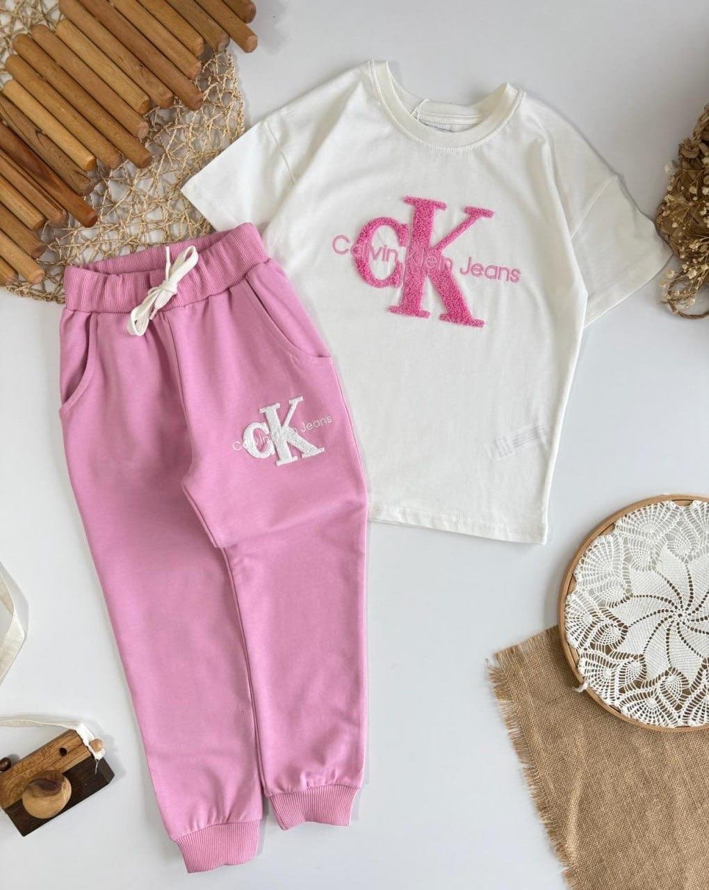 CK Punch İşlemeli Takım Pembe