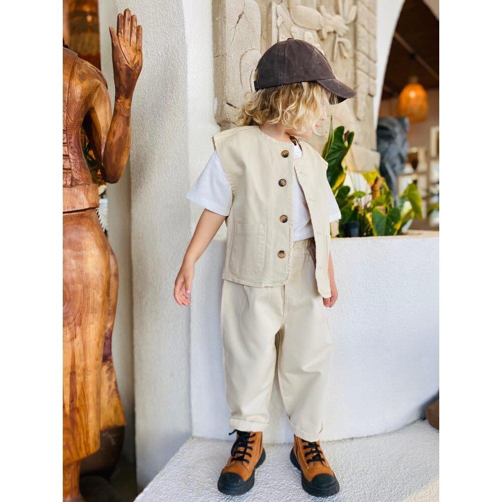 Denim Unisex Yelek Bej