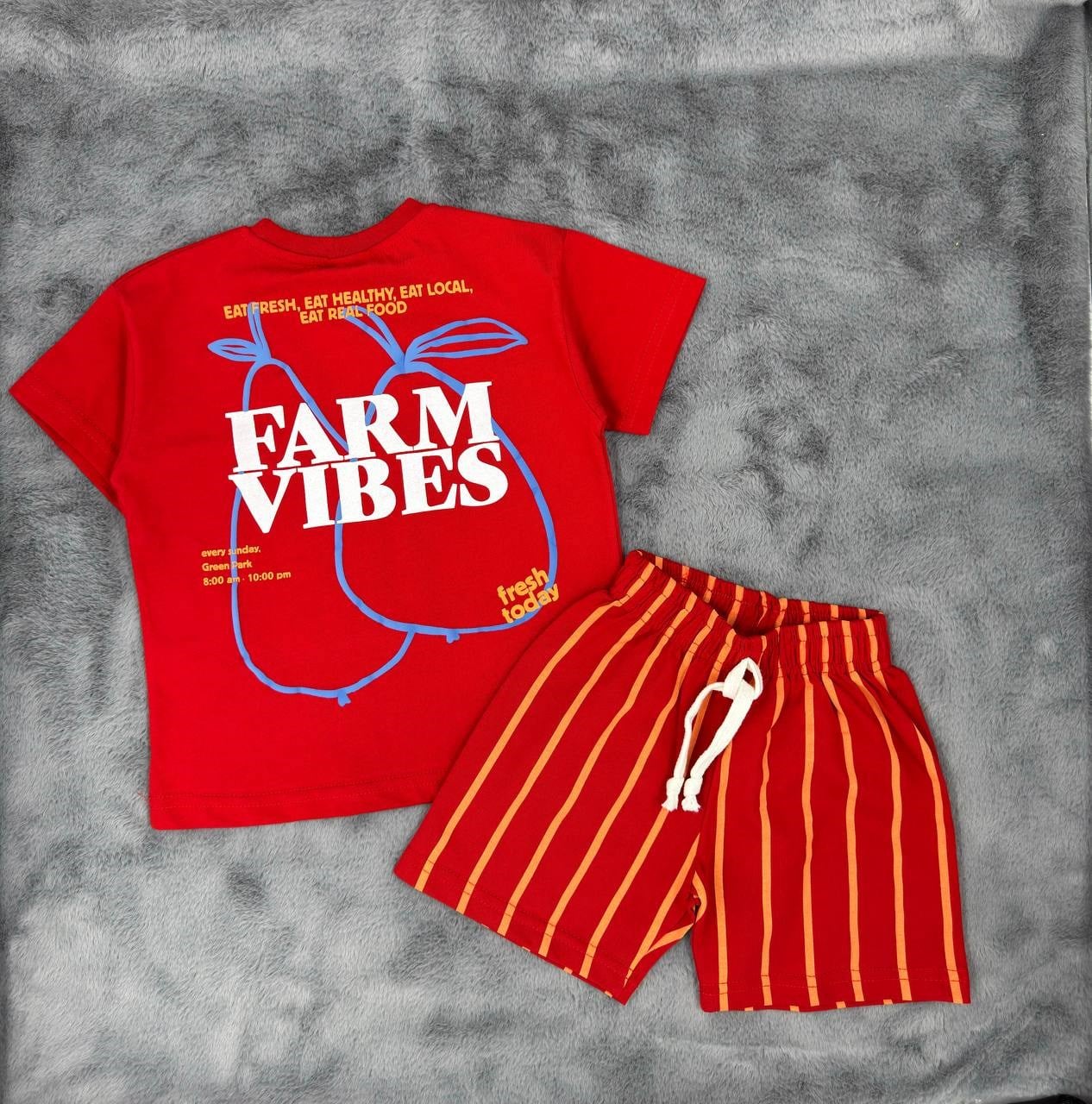 Farm Vibes Çizgili Takım