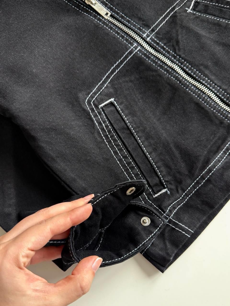 Fermuar Ceketli Denim Takım