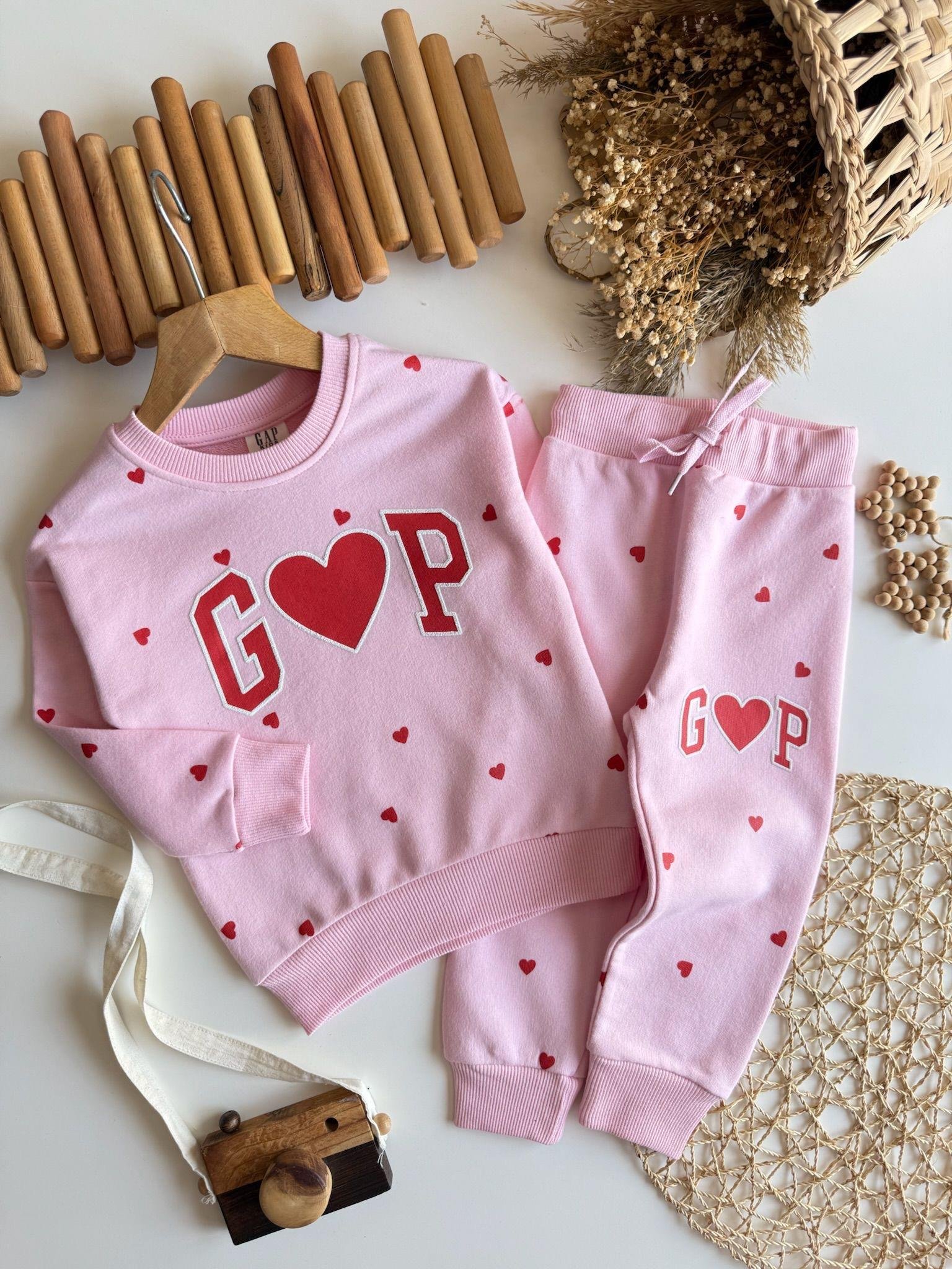 Gap Kalp Desenli Eşofman Takım Pembe