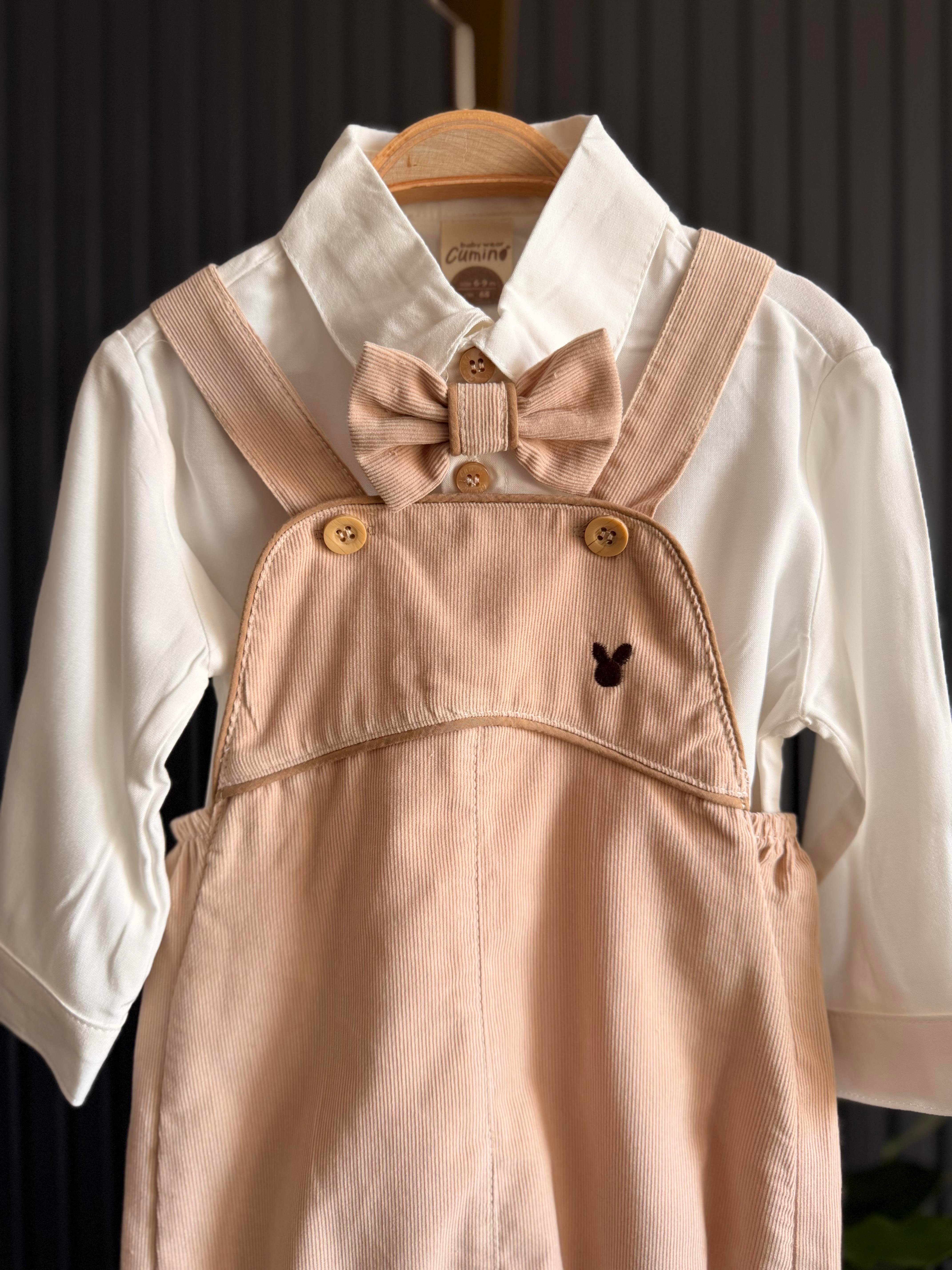 İşleme Detaylı Bebek Salopet Camel