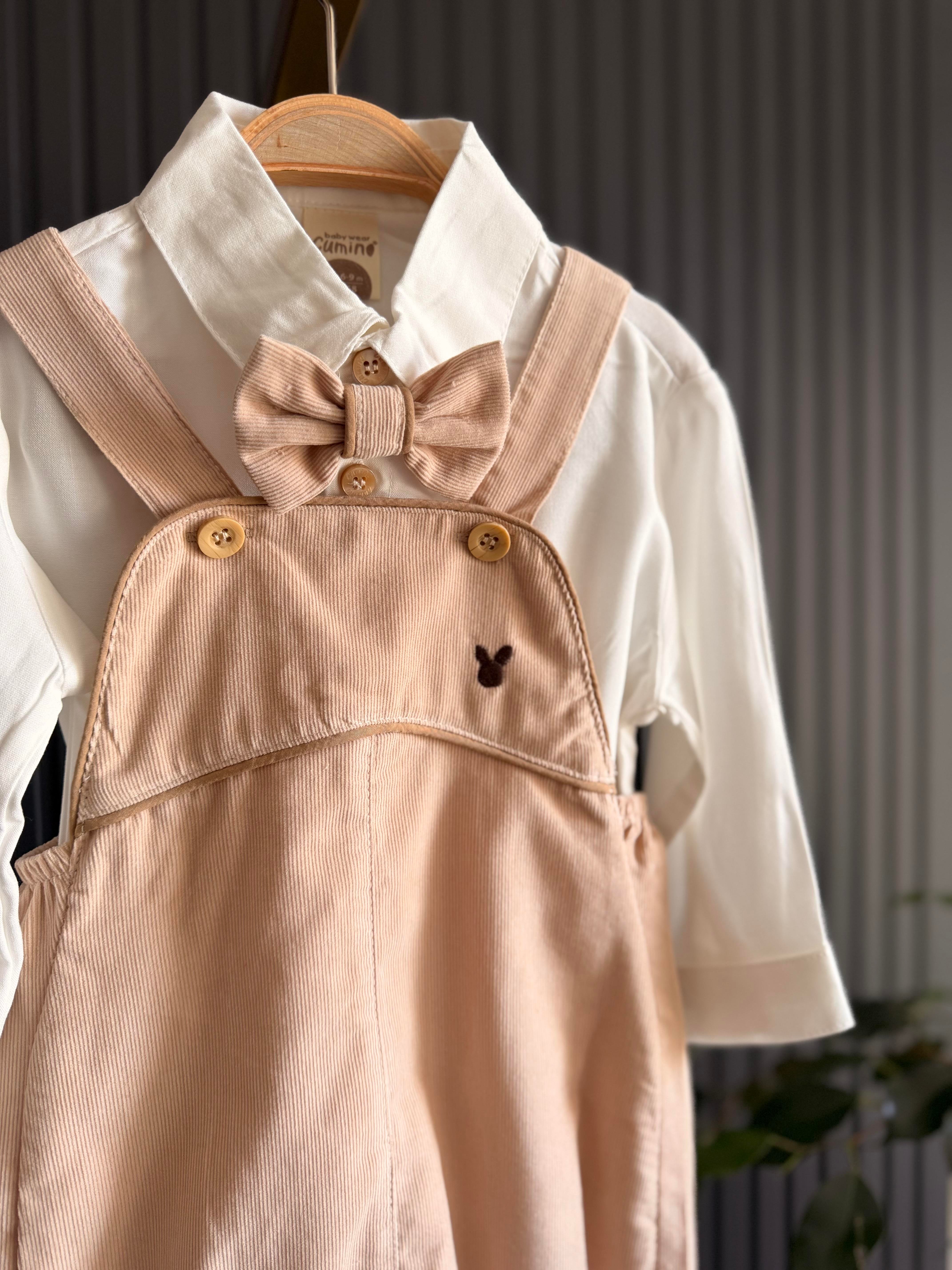 İşleme Detaylı Bebek Salopet Camel