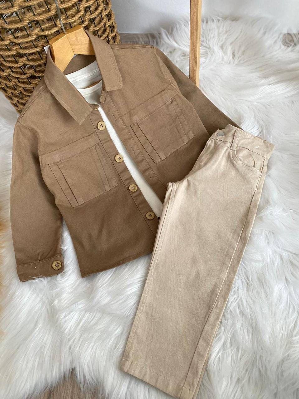 Kahverengi Gabardin 2li Takım