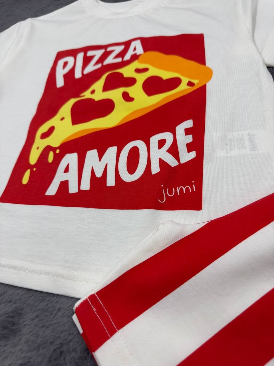 Kırmızı Çizgili Pizza Takım