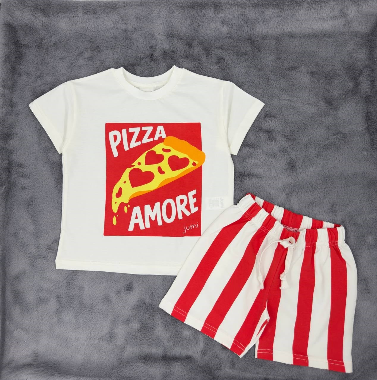 Kırmızı Çizgili Pizza Takım