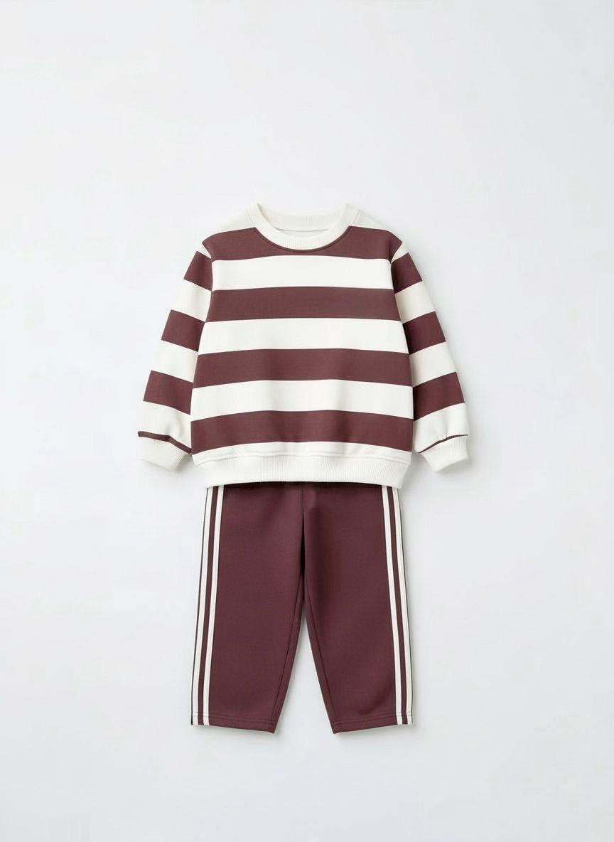 Laciel Çizgili Eşofman Takım Çikolata