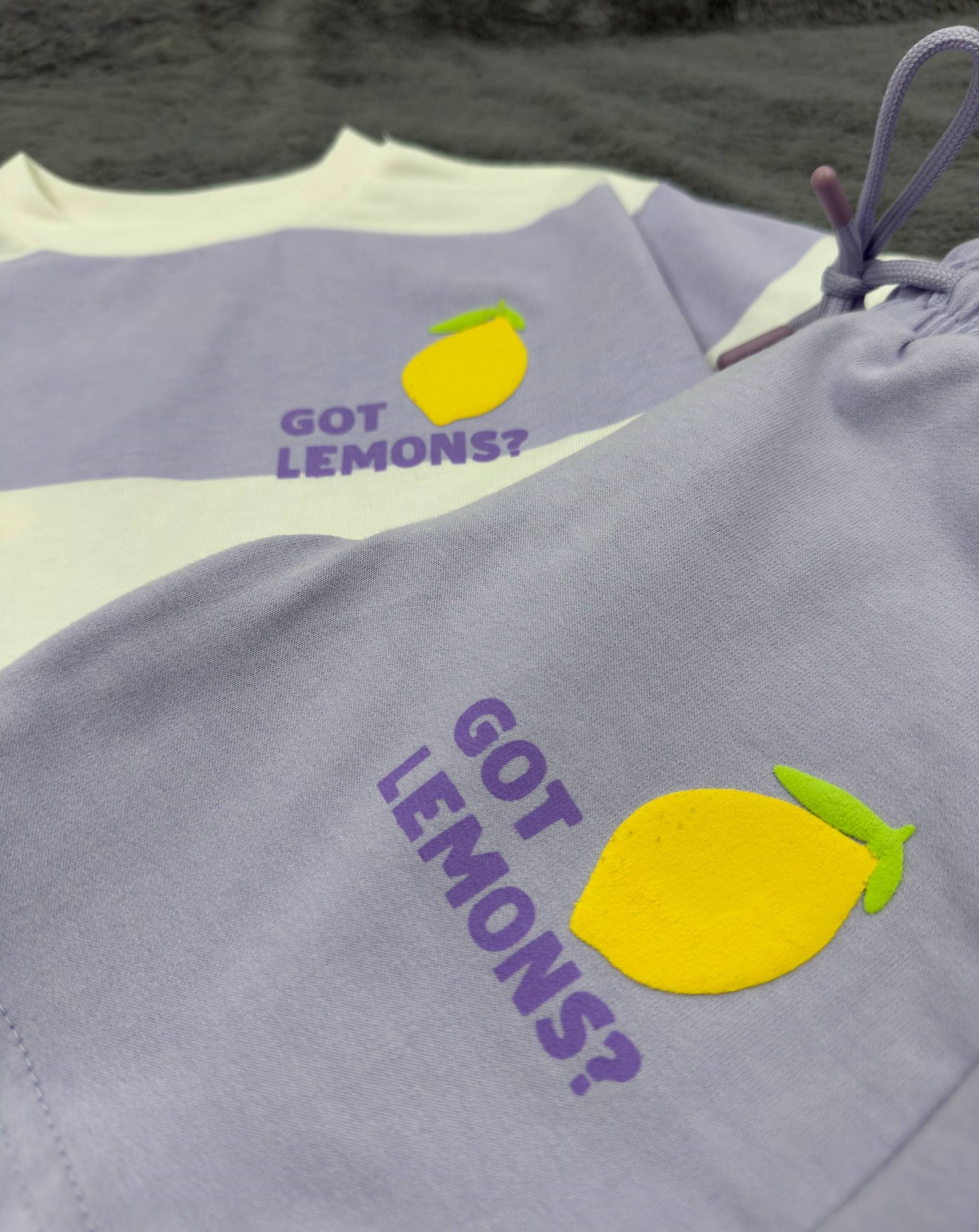 Limon Baskılı Lila Şortlu Takım