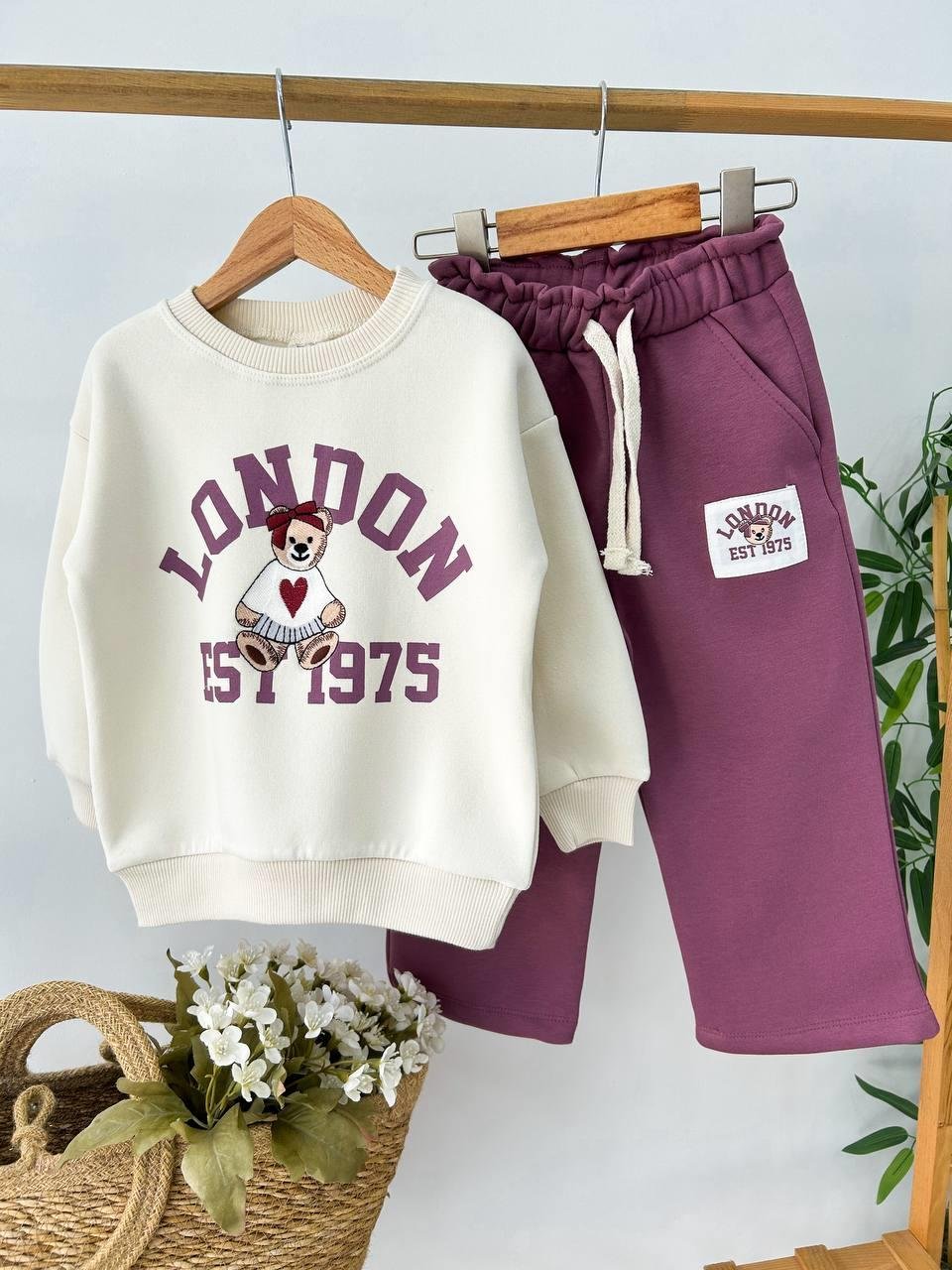 London Ayıck İşlemeli Takım Mürdüm