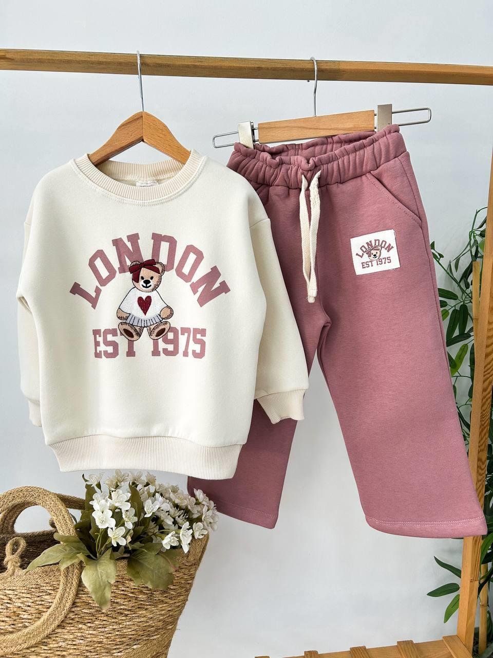 London Ayıck İşlemeli Takım Pudra Pembe