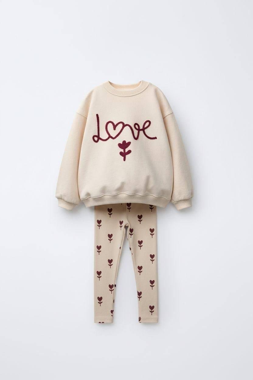 Love Yazılı Taytlı Takım