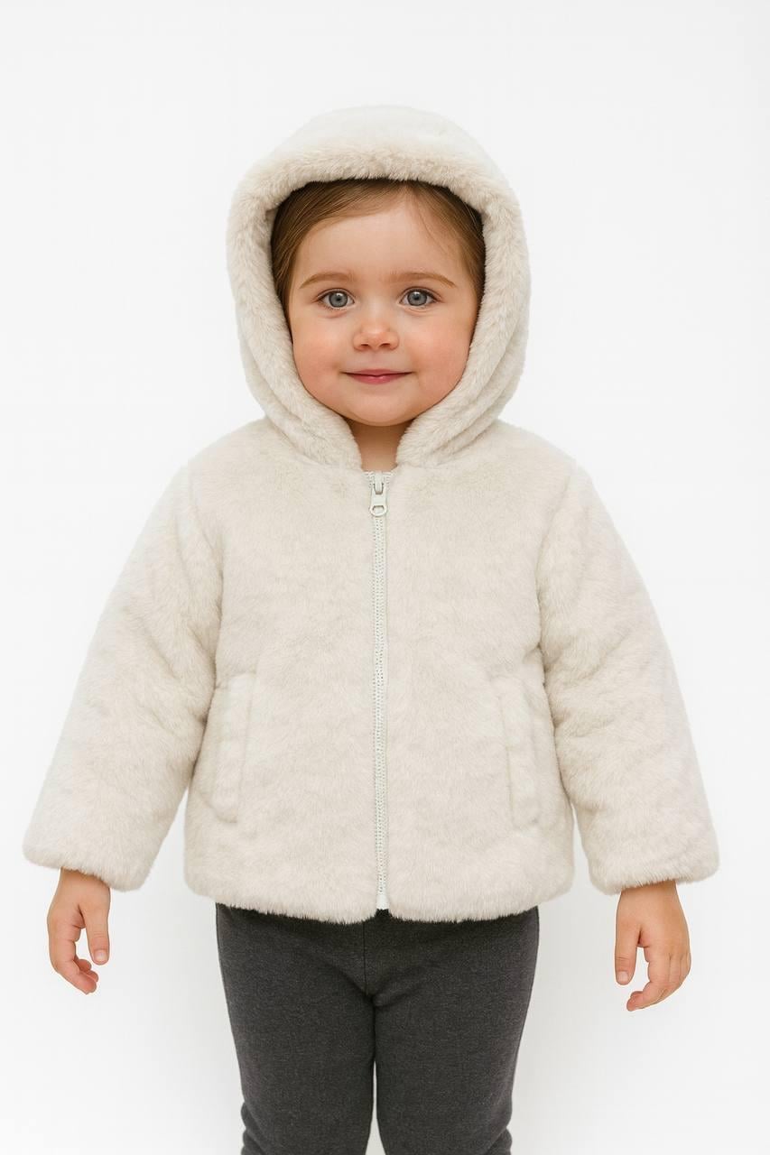 Suni Kürklü Peluş Mont Krem