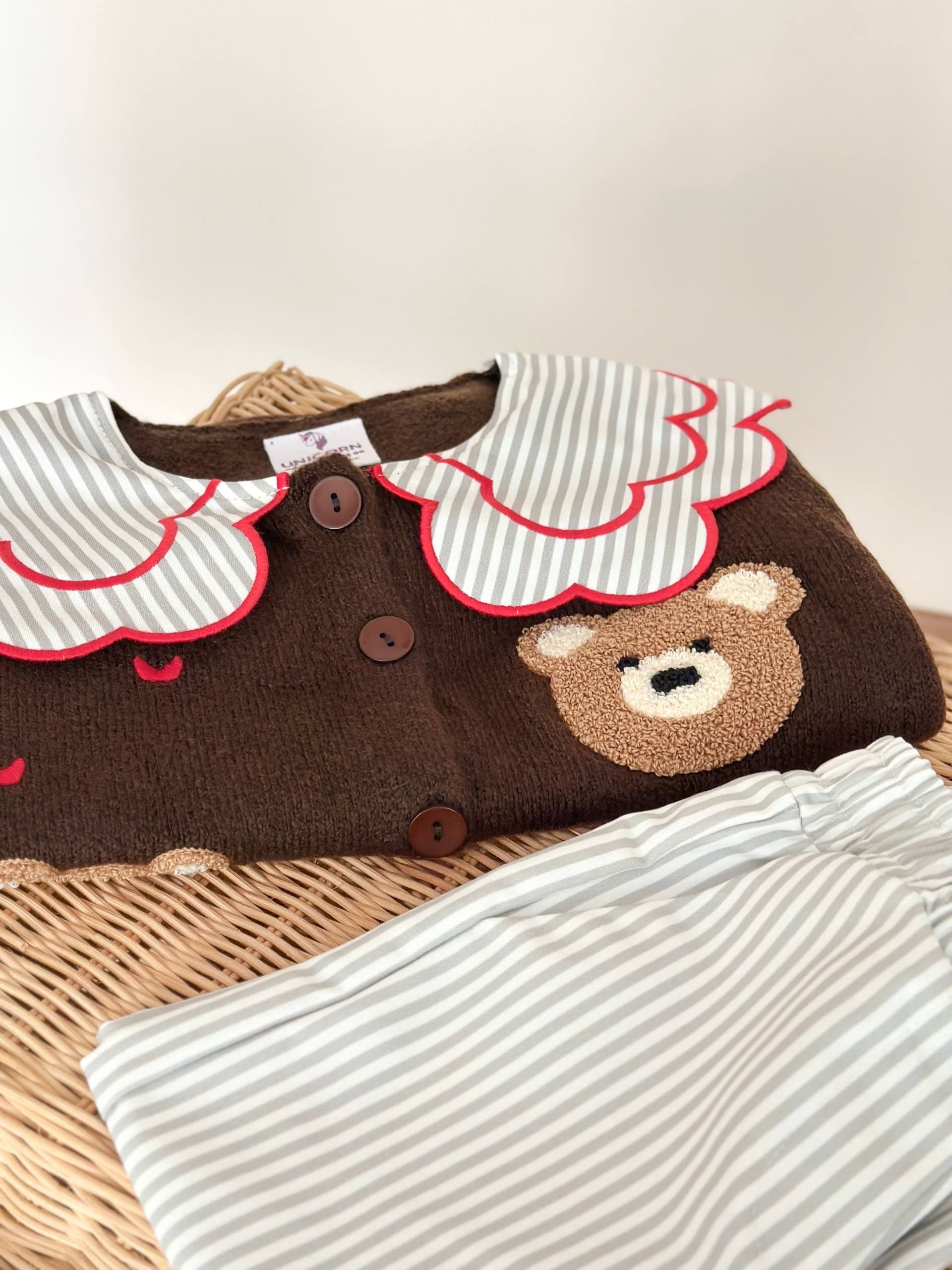 Teddy Yaka Detaylı Triko Hırkalı Takım