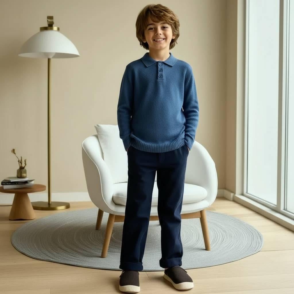 Triko Gabardin Pantolon Takım İndigo Mavi