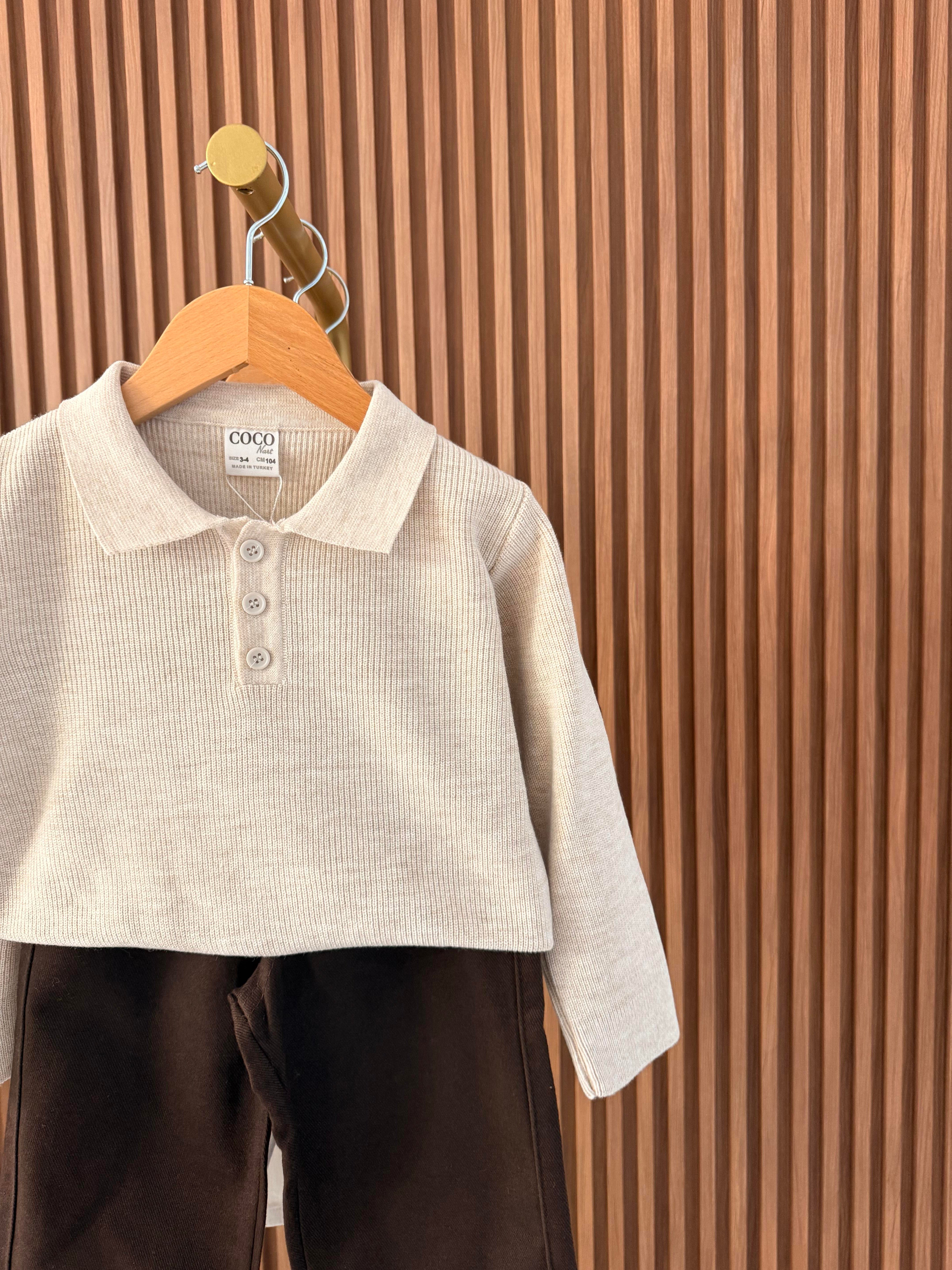 Triko Gabardin Pantolon Takım Kahve