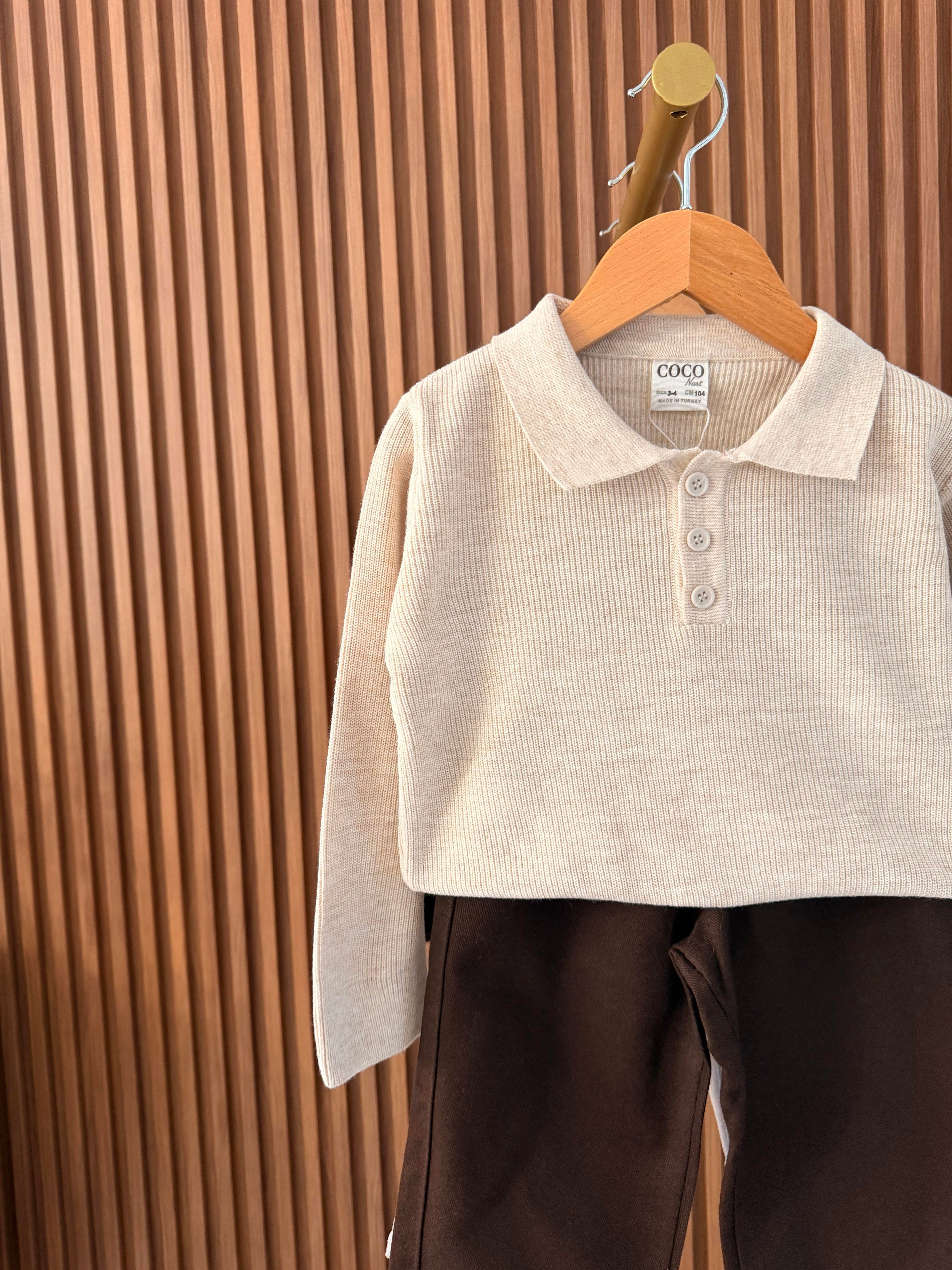 Triko Gabardin Pantolon Takım Kahve