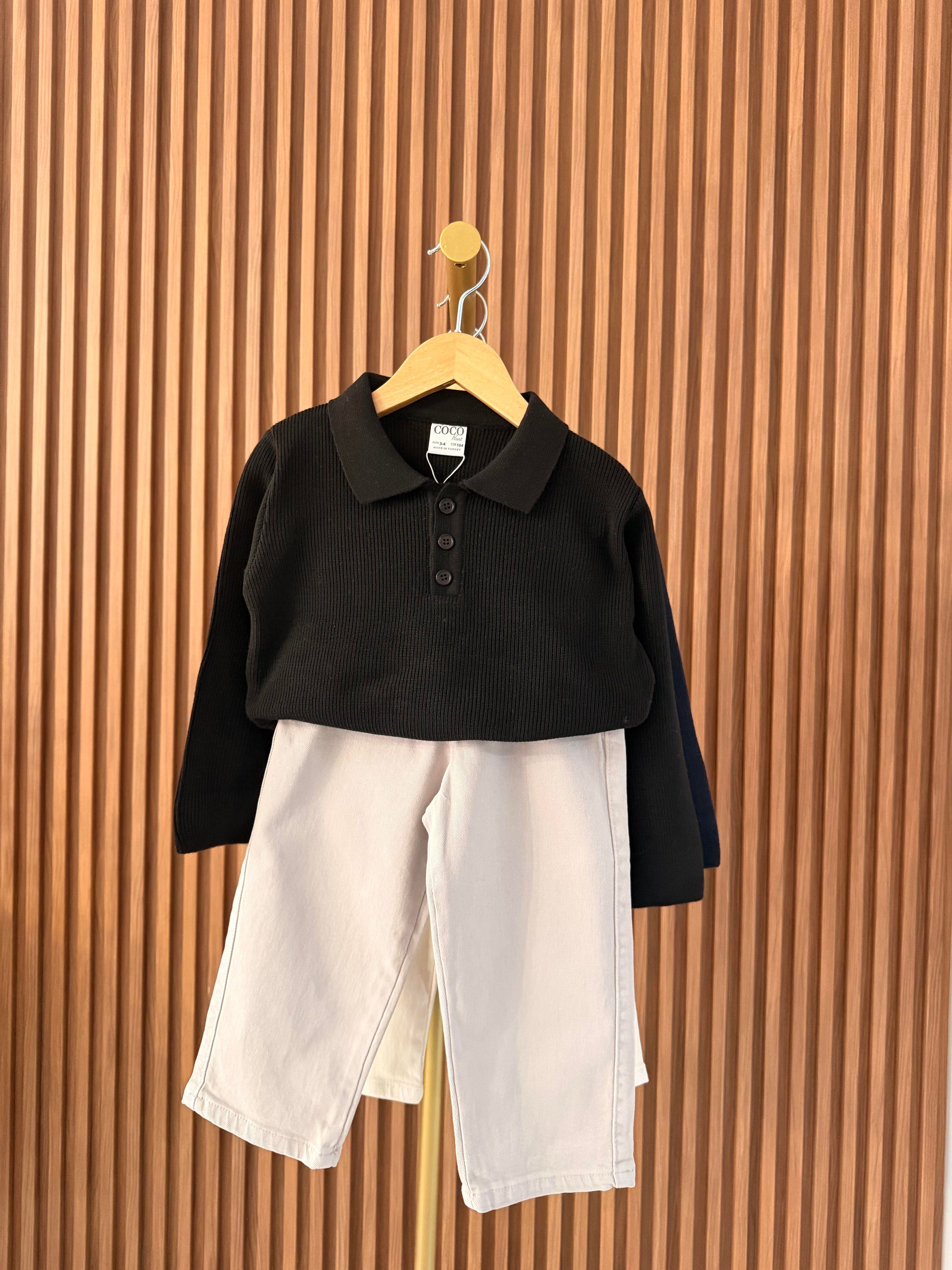Triko Gabardin Pantolon Takım Siyah