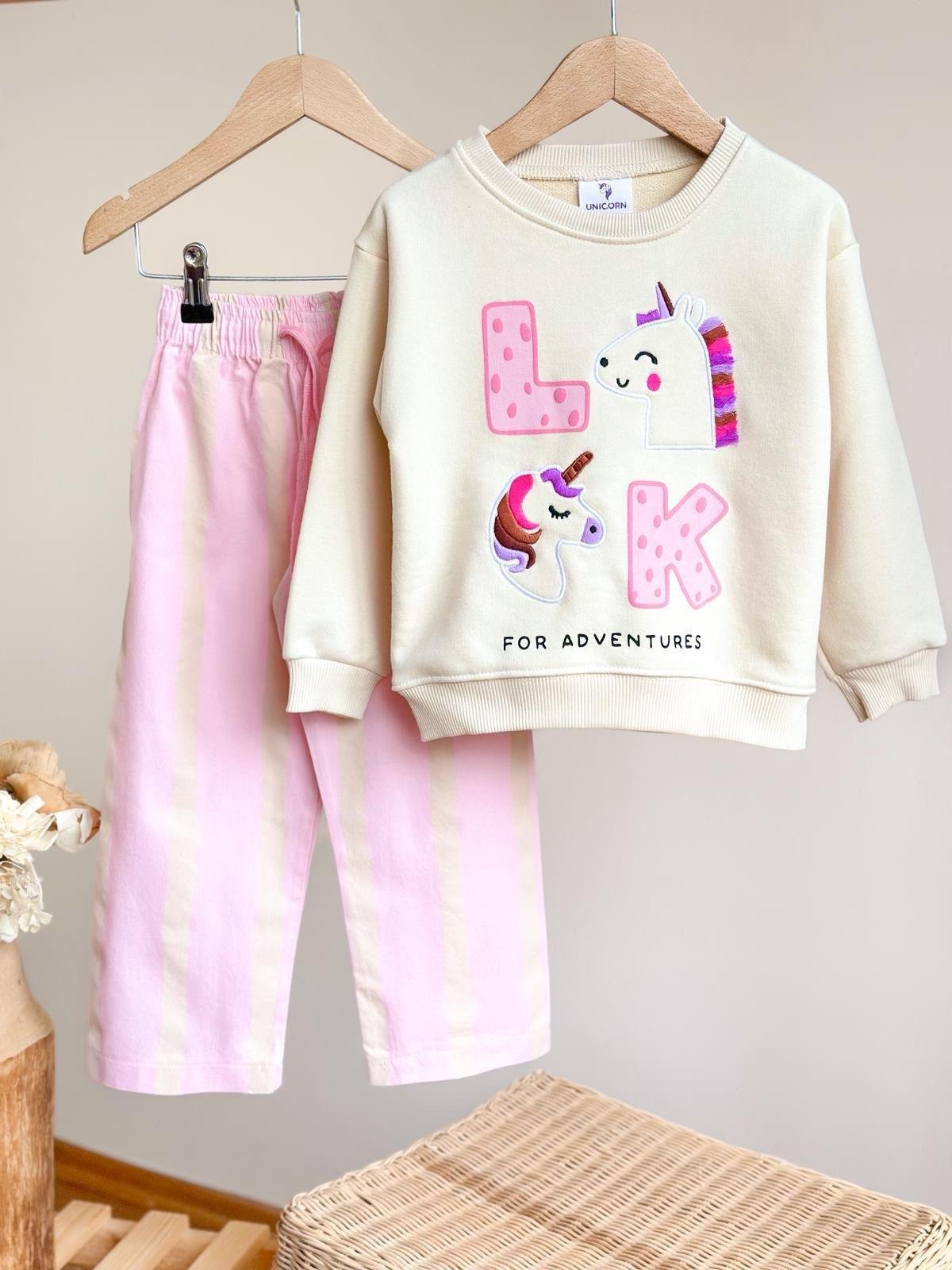 Unicorn Desenli Dokuma Pantolon Takım