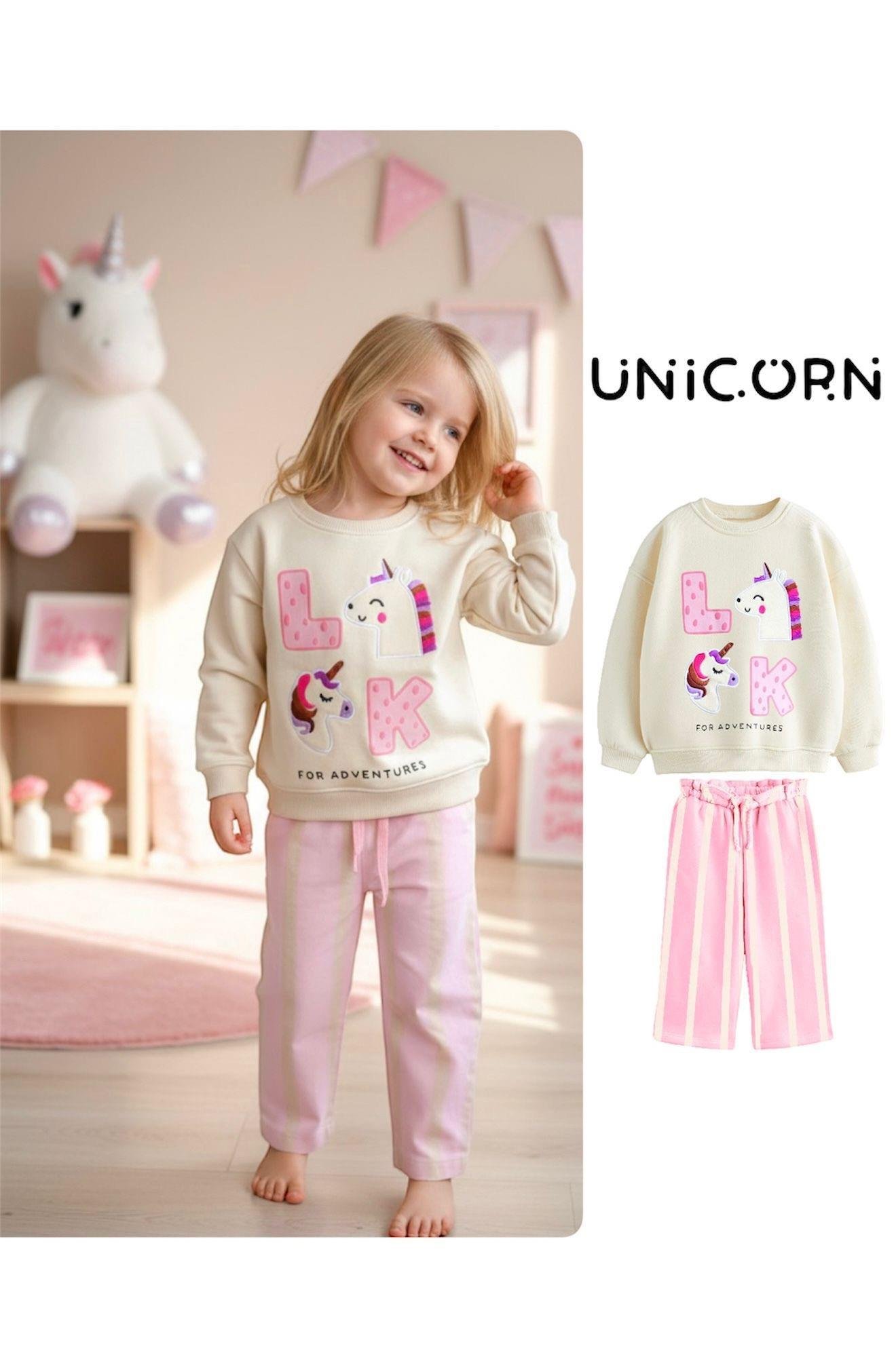 Unicorn Desenli Dokuma Pantolon Takım