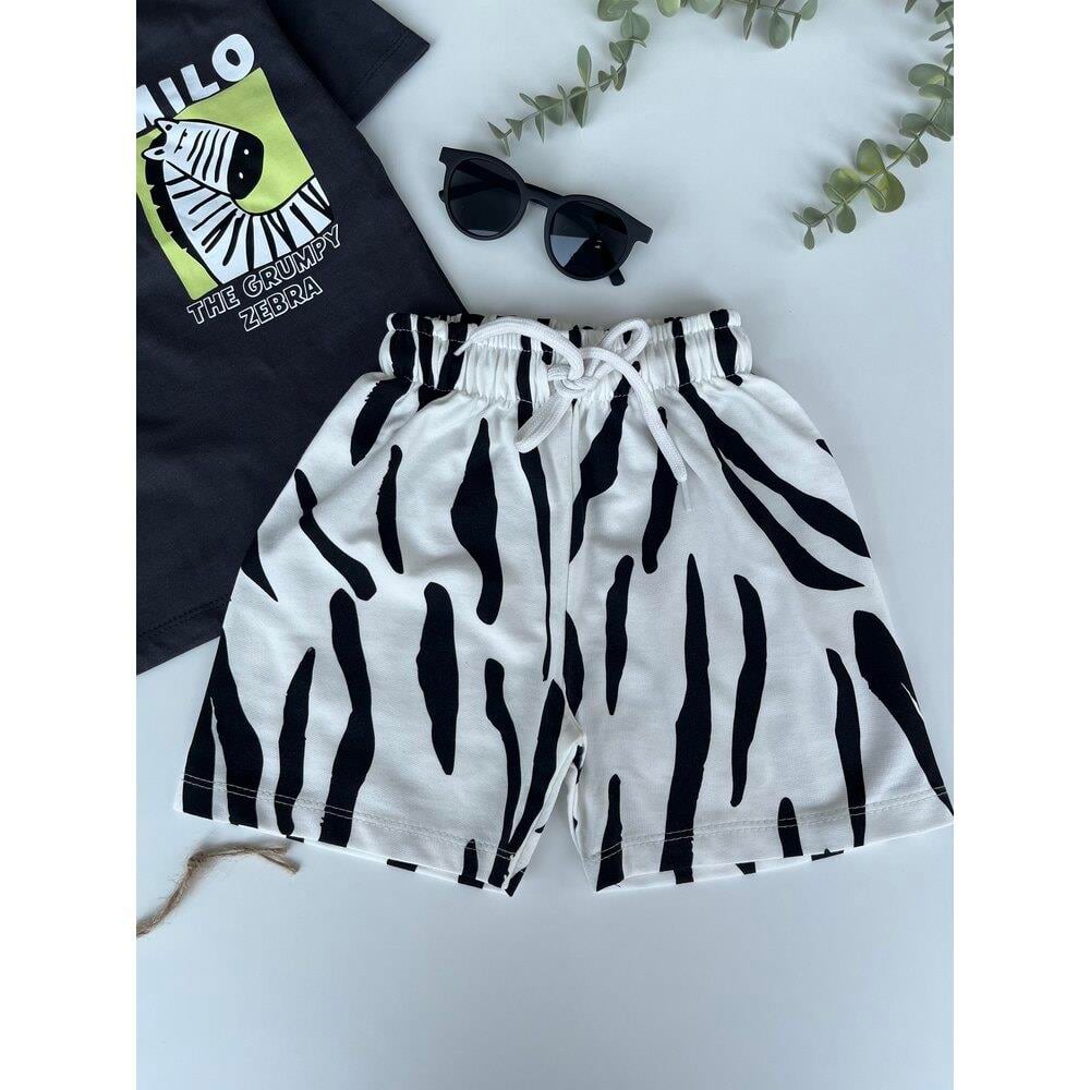 Zebra Desenli Şortlu Takım