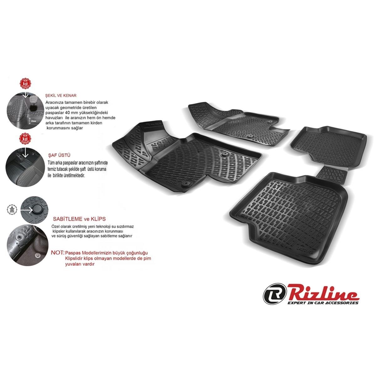 Rizline Jeep Grand Cherokee WK2 2011+ 3D Havuzlu Paspas