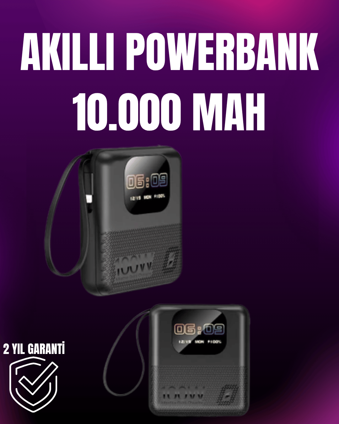 3'ü 1 Arada Akıllı Cihaz: Saat, Powerbank, Hoparlör – 10.000 mAh