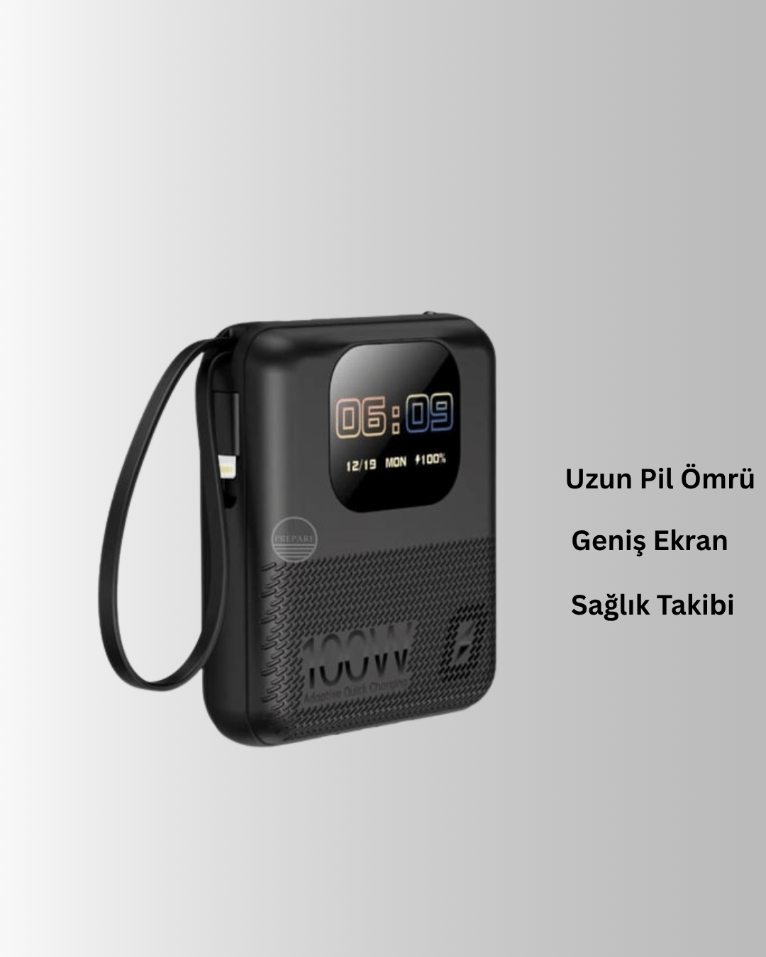  3'ü 1 Arada Akıllı Cihaz: Saat, Powerbank, Hoparlör – 10.000 mAh