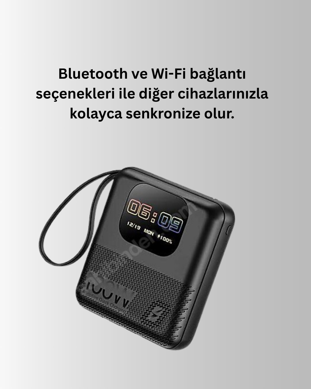  3'ü 1 Arada Akıllı Cihaz: Saat, Powerbank, Hoparlör – 10.000 mAh