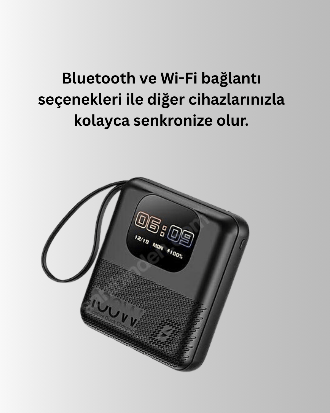  3'ü 1 Arada Akıllı Cihaz: Saat, Powerbank, Hoparlör – 10.000 mAh