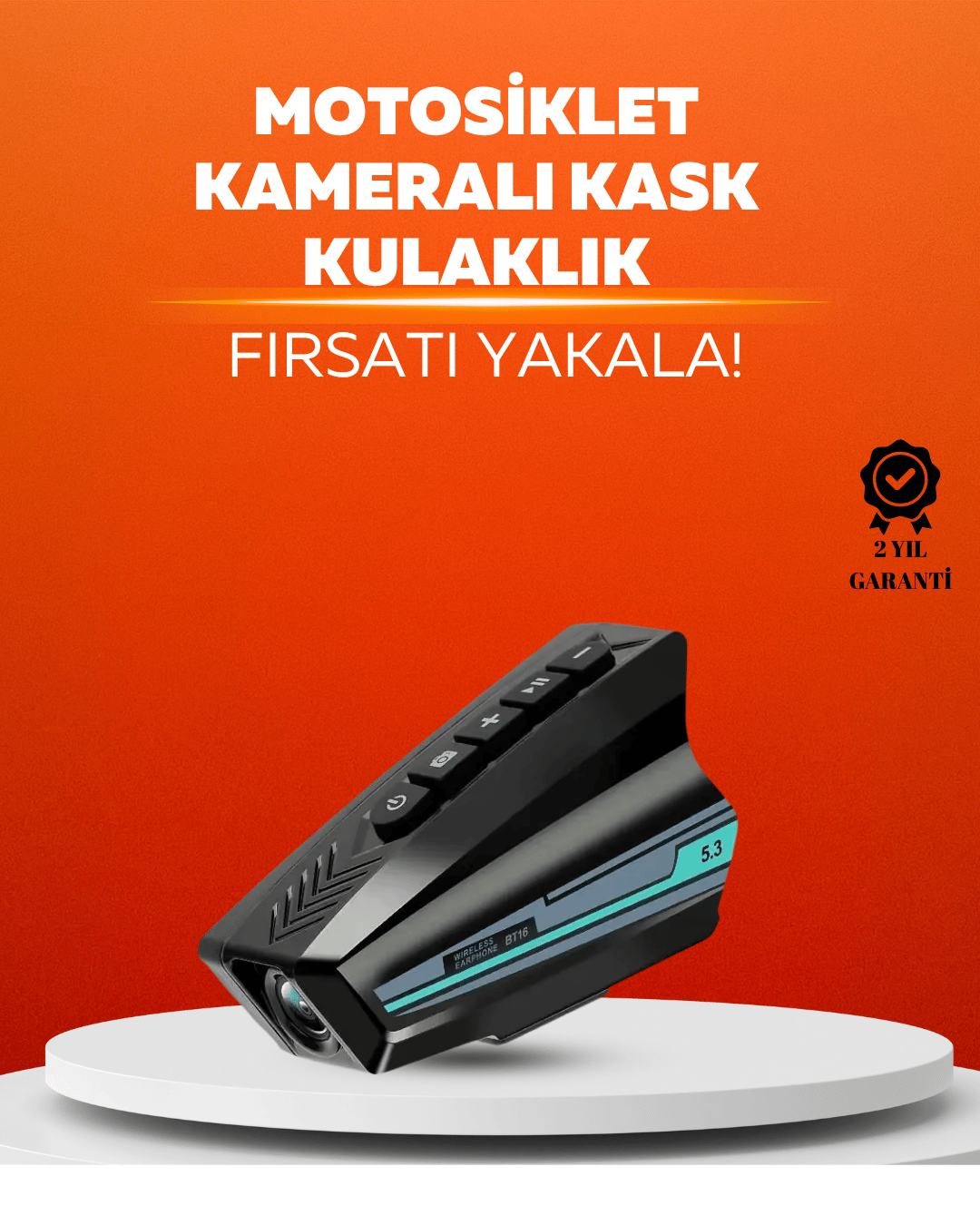  BT16 Akıllı Kask Kamerası – 1080P HD, Bluetooth 5.3, IP65 Su Geçirmez