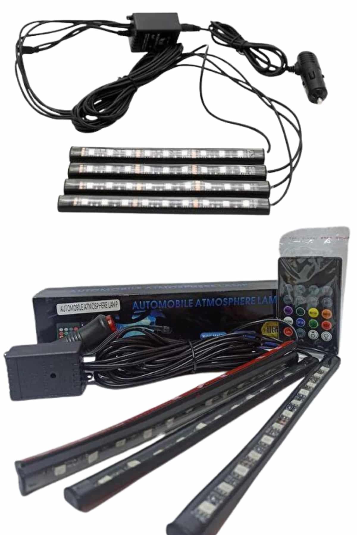 12'Lİ Şerit Led Işık RGB Sese ve Müziğe Duyarlı Araç İçi Ayak Altı