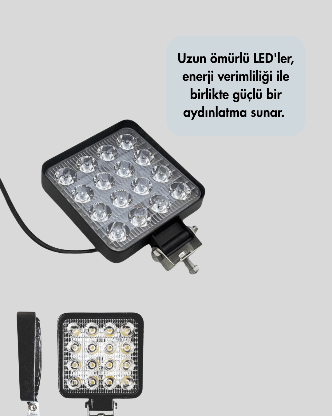 16 LED Geniş Açılı Araç Aydınlatma Farı | Yüksek Parlaklık, Dayanıklı Gövde