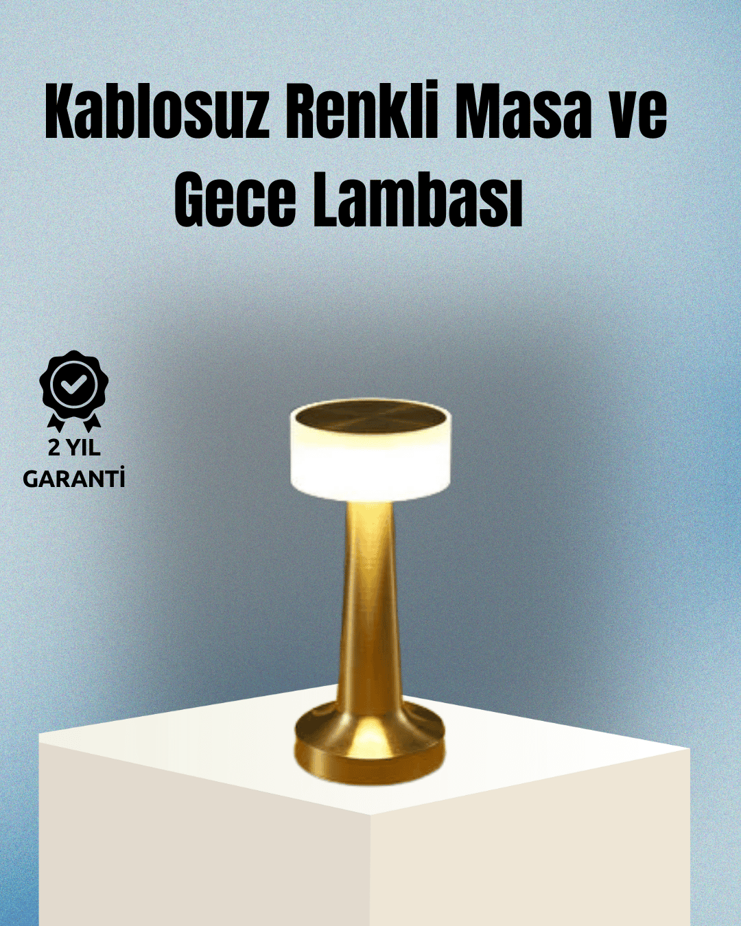 3 Kademeli Dokunmatik Başucu Lambası – Pil ile Sağlam Kablosuz Tasarım