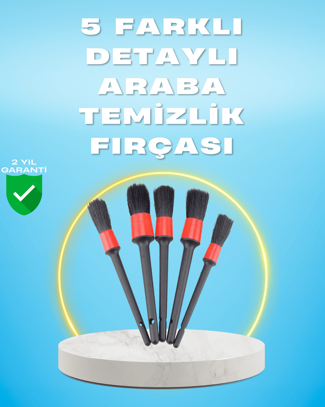 5 Boy Fırçalı Araba Temizlik Seti-Derin Temizlik Sağlayan Yumuşak Fırçalar