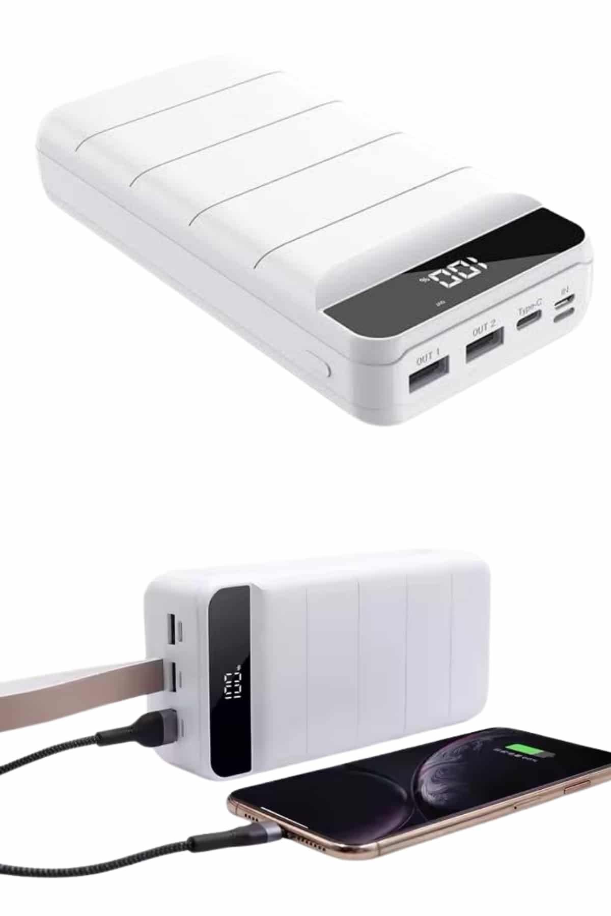 50.000 Mah Powerbank Turbo Hızlı Led Göstergeli Android İOS Uyumlu Taşınabilir Askılı