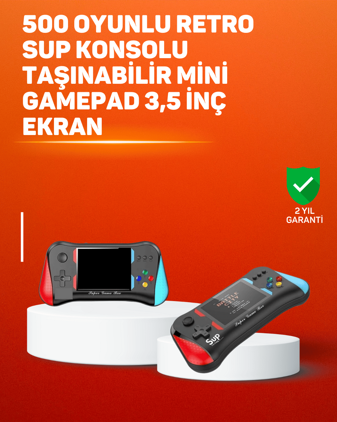 500 Oyunlu 3,5” Elde Taşınabilir Mini Oyun Konsolu – Şarjlı, TV Bağlantılı