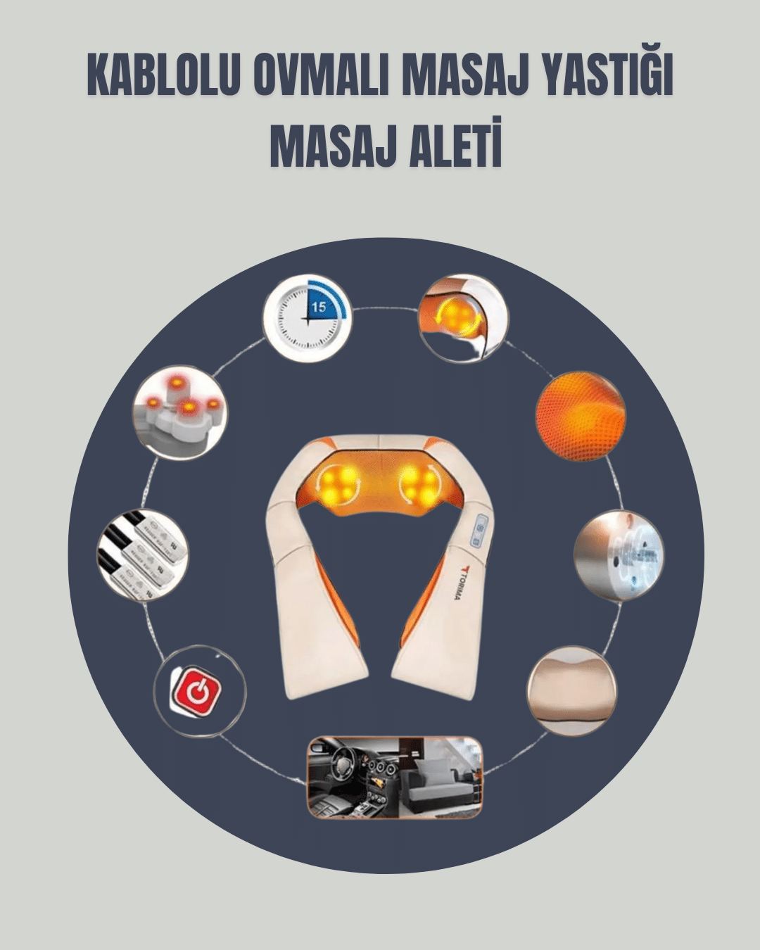 6 Başlıklı Isıtmalı Masaj Cihazı – Tüm Vücut İçin Derin Kas Masajı