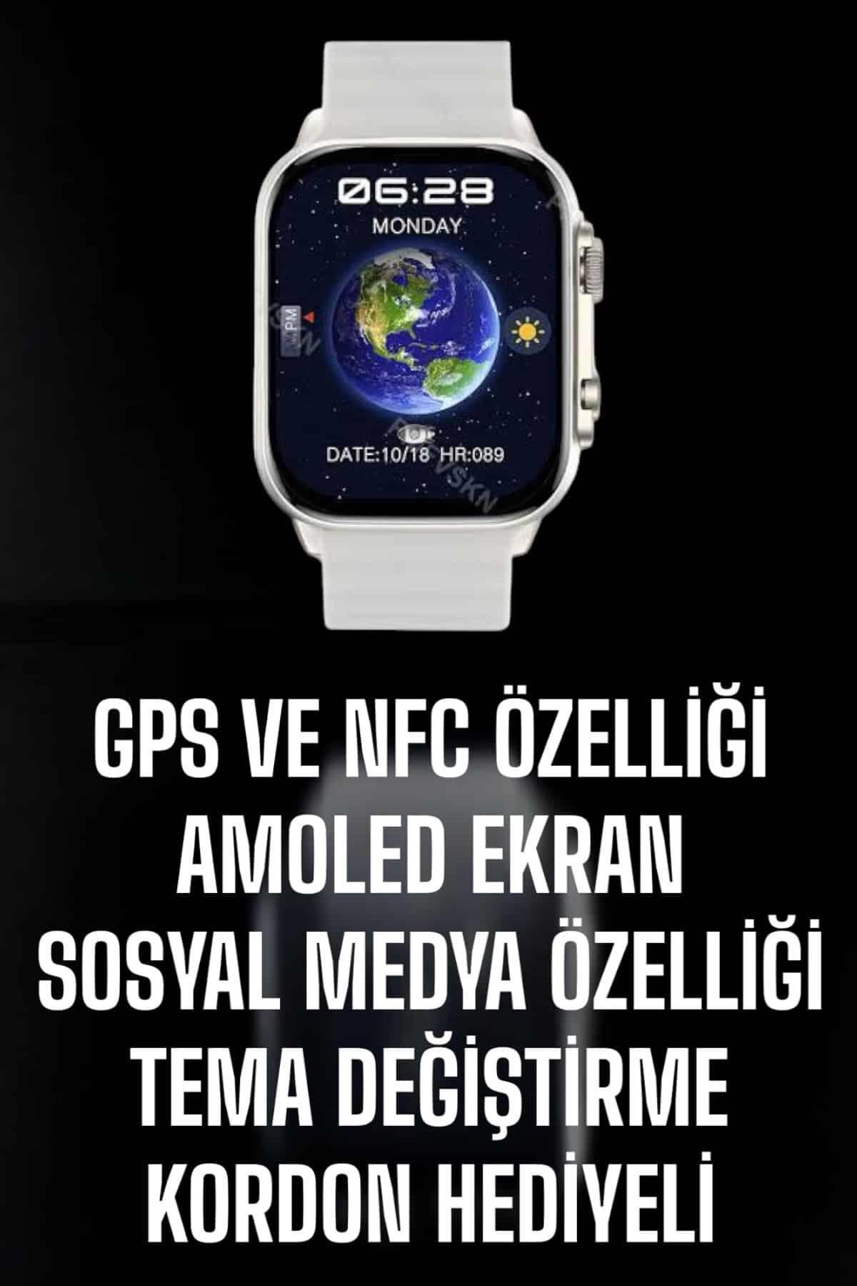 Akıllı Saat Android ve İOS Uyumlu NFC Ve GPS Özelliği Arama Cevaplayan