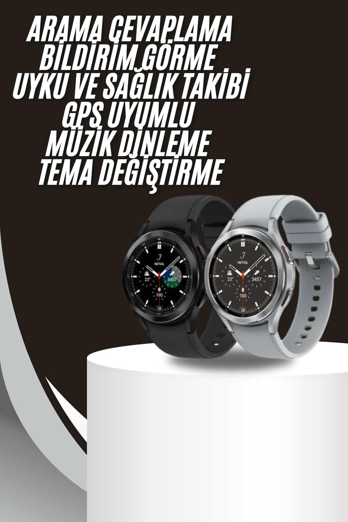 Akıllı Saat Bluetooth Bağlantılı Yuvarlak Ekran Plastik Kordonlu