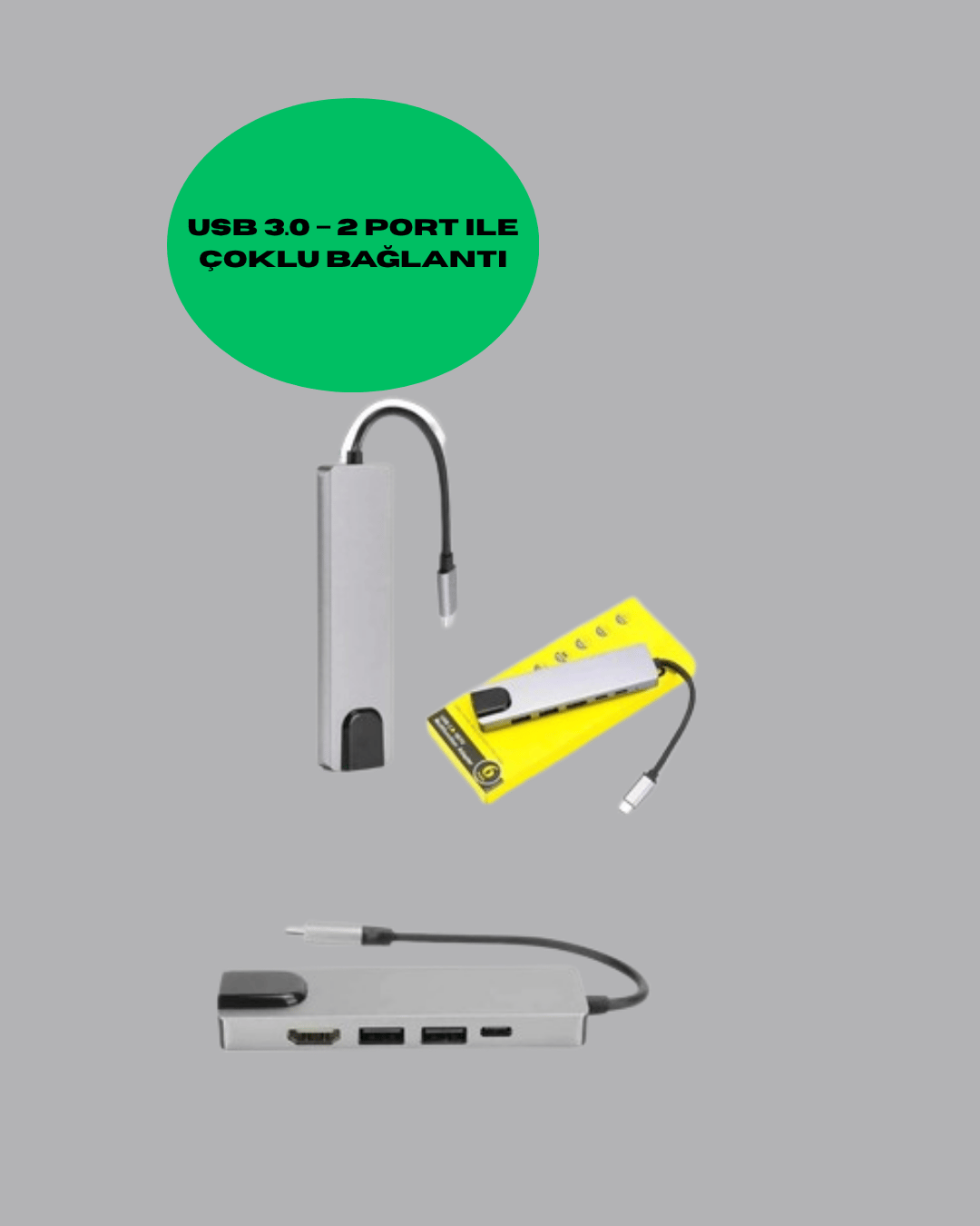 Alüminyum Gövdeli Type‑C HDMI & Ethernet Adaptör – Tak & Çalıştır