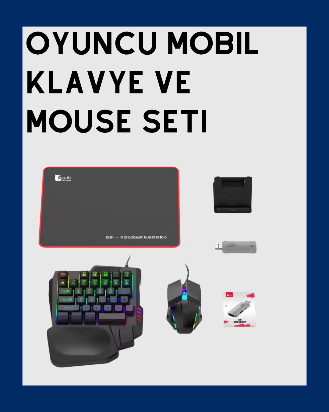 Android ve iOS Uyumlu Klavye Mouse Oyun Seti – Gecikmesiz Bağlantı, Tak-Çalıştır Özellikli