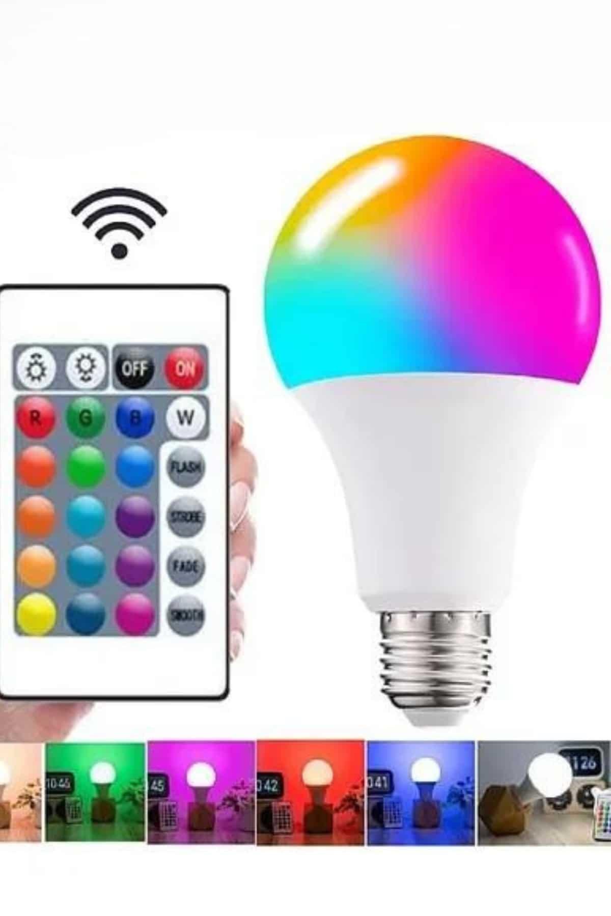 Ayarlanabilir Parlaklık RGB Led Ampul Beyaz Lamba Ve Renkli Ampul