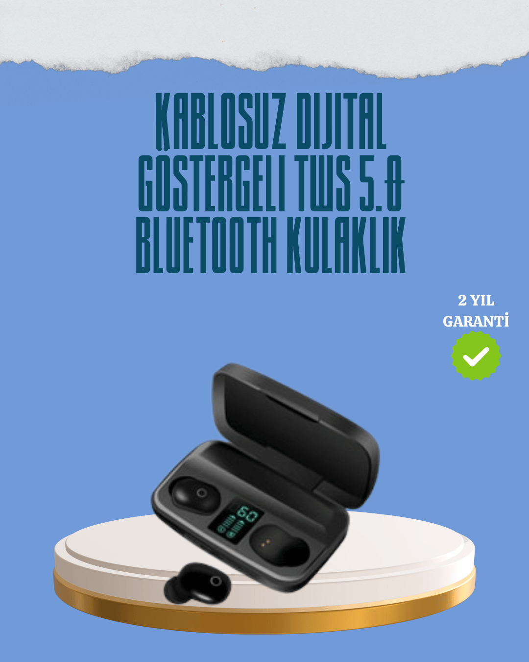 Bluetooth V5.0 Parmak Dokunmatik Kontrol Kablosuz Kulaklık Şarj Kutulu Model