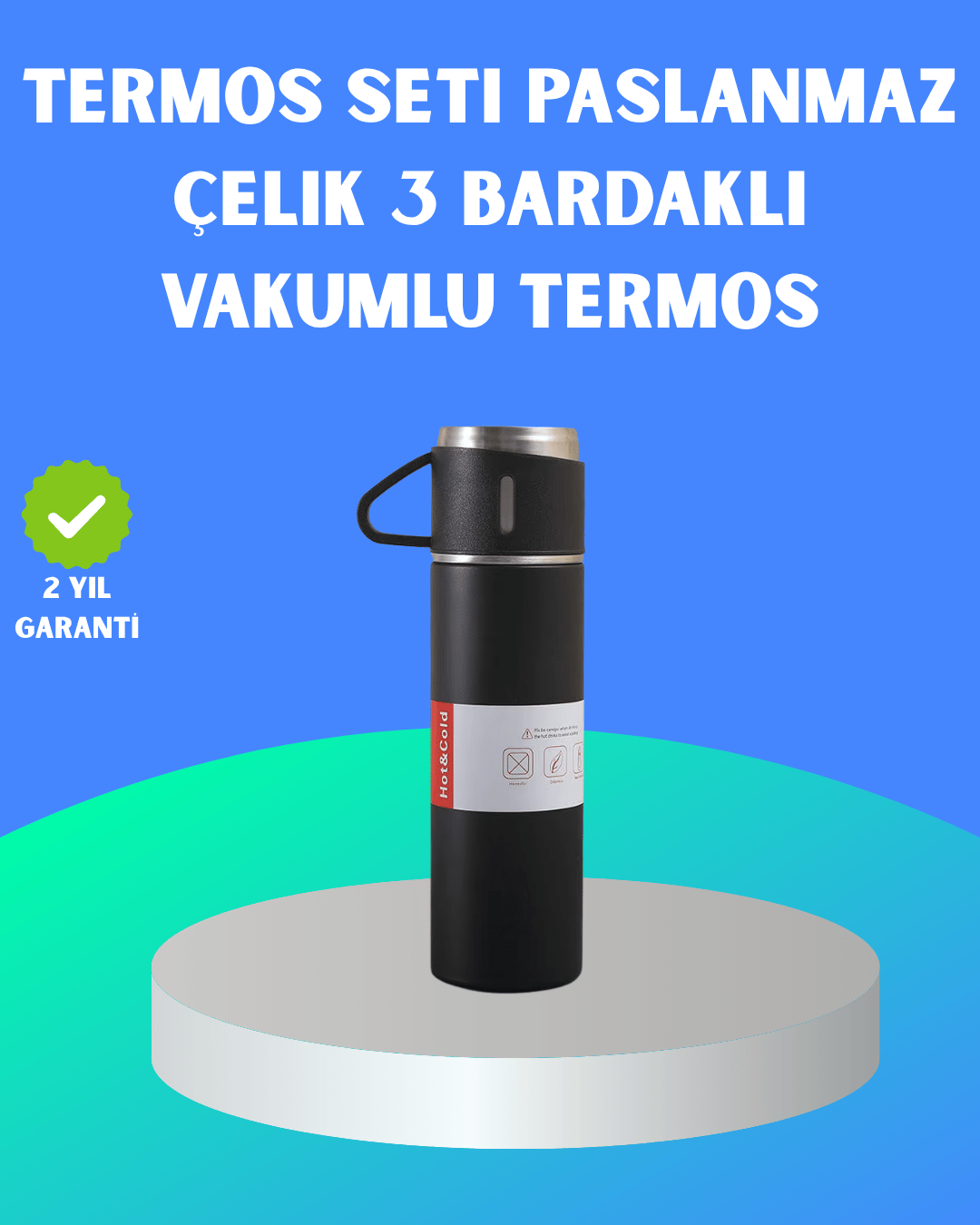 Çelik Termos Bardak Seti | 500 ml Kapasite, Kaymaz Taban, Hediye Kutulu