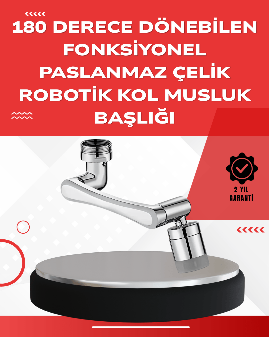Çift Su Akış Modlu Musluk Başlığı – 360° + 720° Tam Dönebilen 3 Kollu Yapı