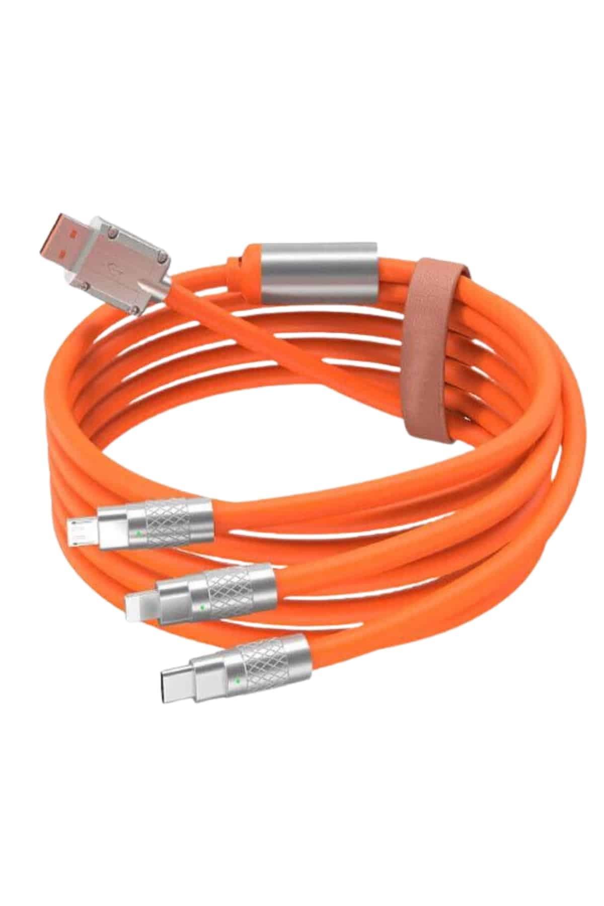 Çoklu Şarj Kablosu USB Type-C İOS Uyumlu 120W Hızlı Şarj Kablosu
