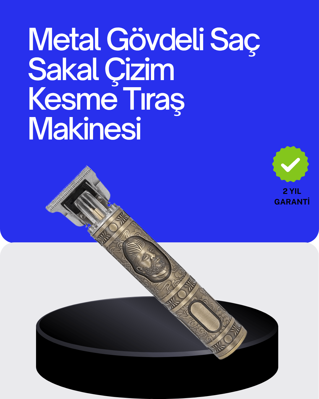 Dayanıklı Çelik Kafa ve Güçlü Motorlu Saç Sakal Makinesi
