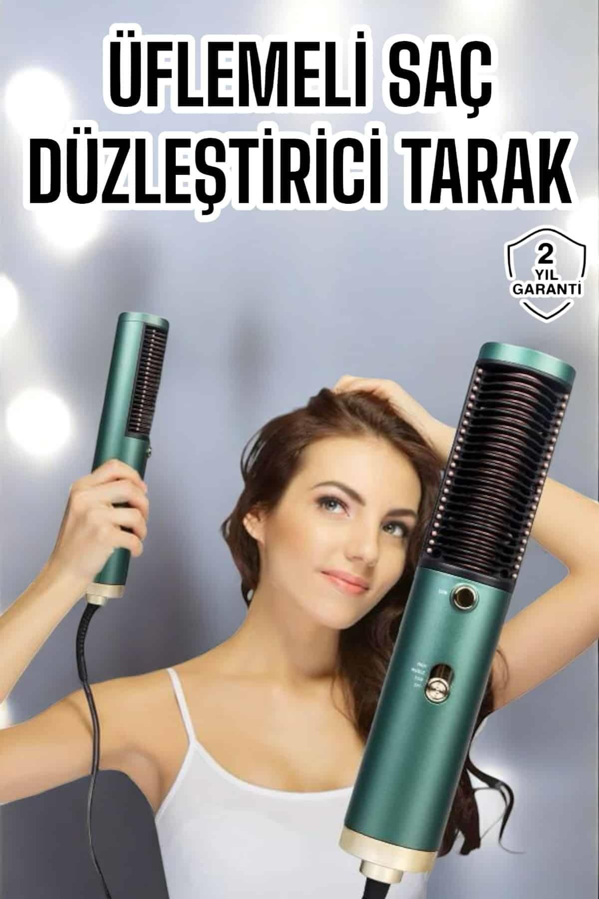 Fön Tarak Saç Düzleştirici Üflemeli Fön Makinesi Sıkı Dişli Taşınabilir
