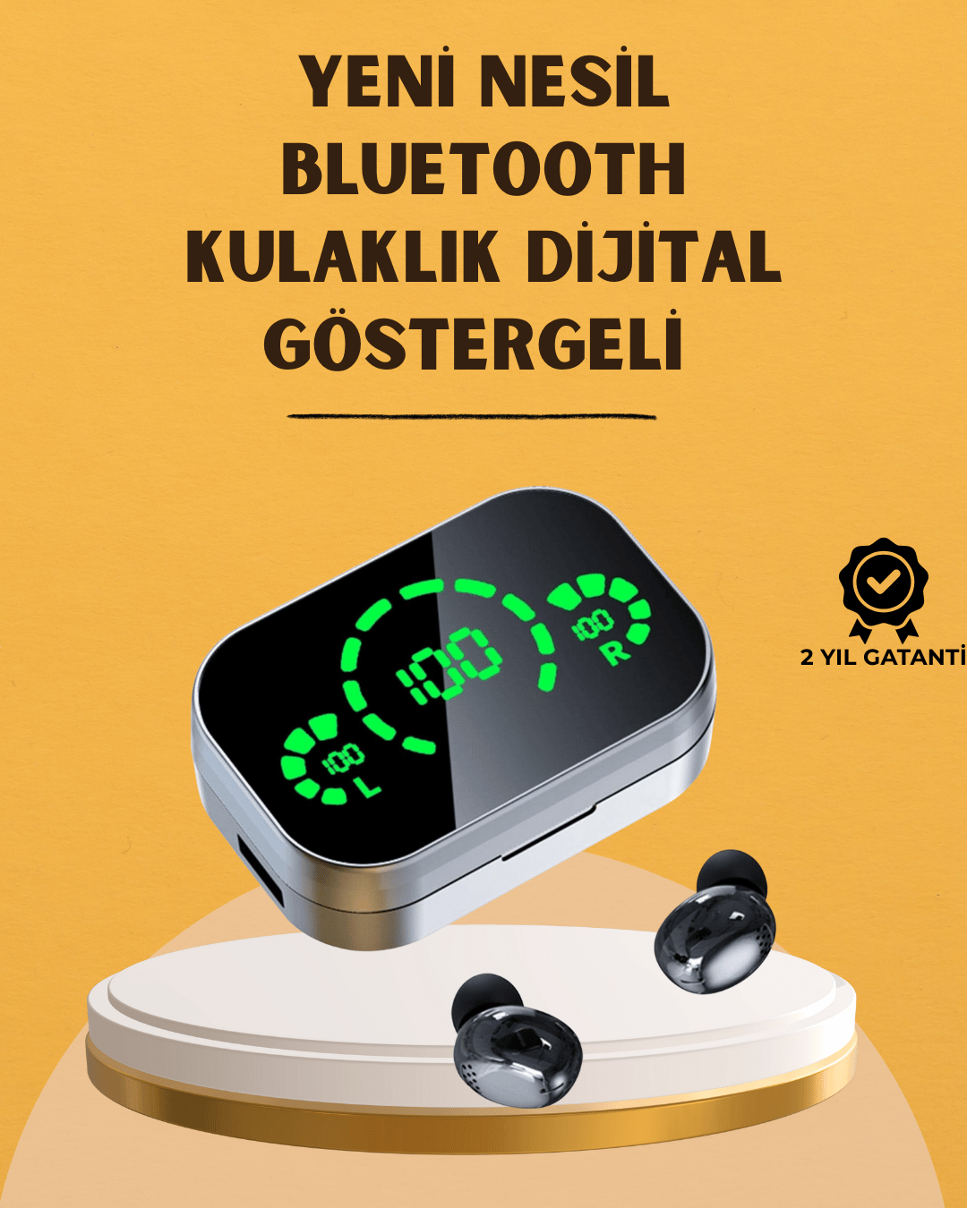 Gerçek Kablosuz Kulaklık – Bluetooth 5.0, Şarj Kutulu, Parmak İzi Kontrollü